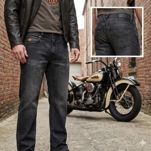 Harley-Davidson Men's Jeans 34x32 Modern Straight Fit Black 99029-16VM Denim